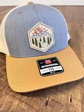 Sunrise Mountain Scene PVC Patch Hat |  Adjustable Trucker Hat for Outdoors | Christmas Gift for Hikers | Colorful PVC Patch Hat