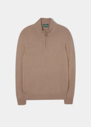 Sutherland Lambswool 1/4 Zip Jumper in Camel - Regular Fit