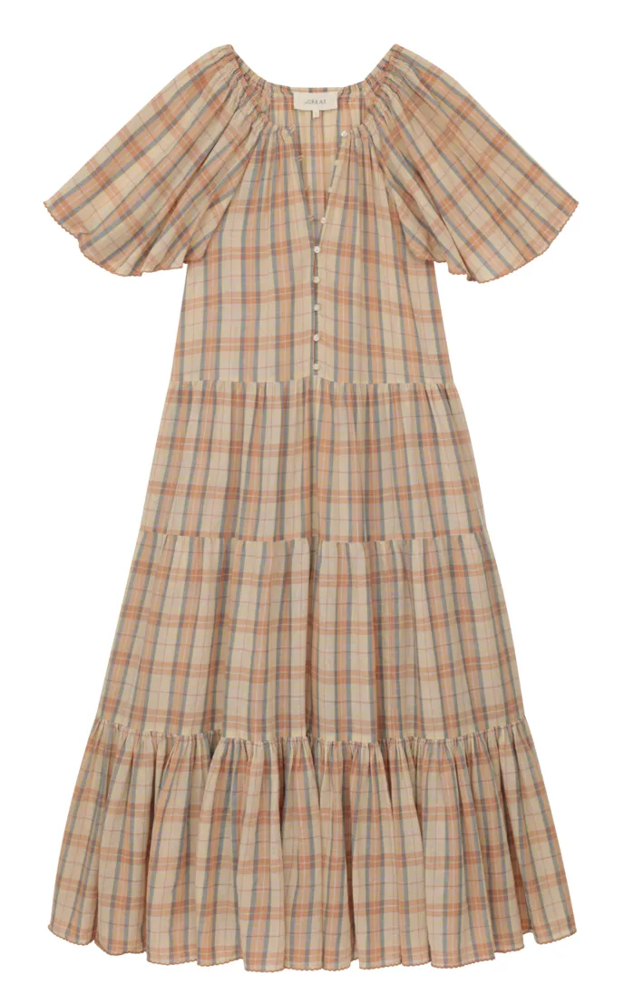 The Great - The Iris Dress in Washed Rose Plaid