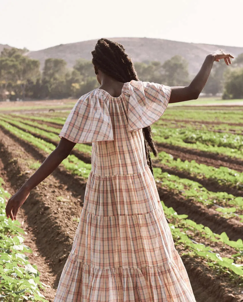 The Great - The Iris Dress in Washed Rose Plaid