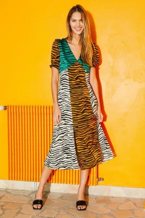 THE MULTI ZEBRA MIDI SLIP DRESS