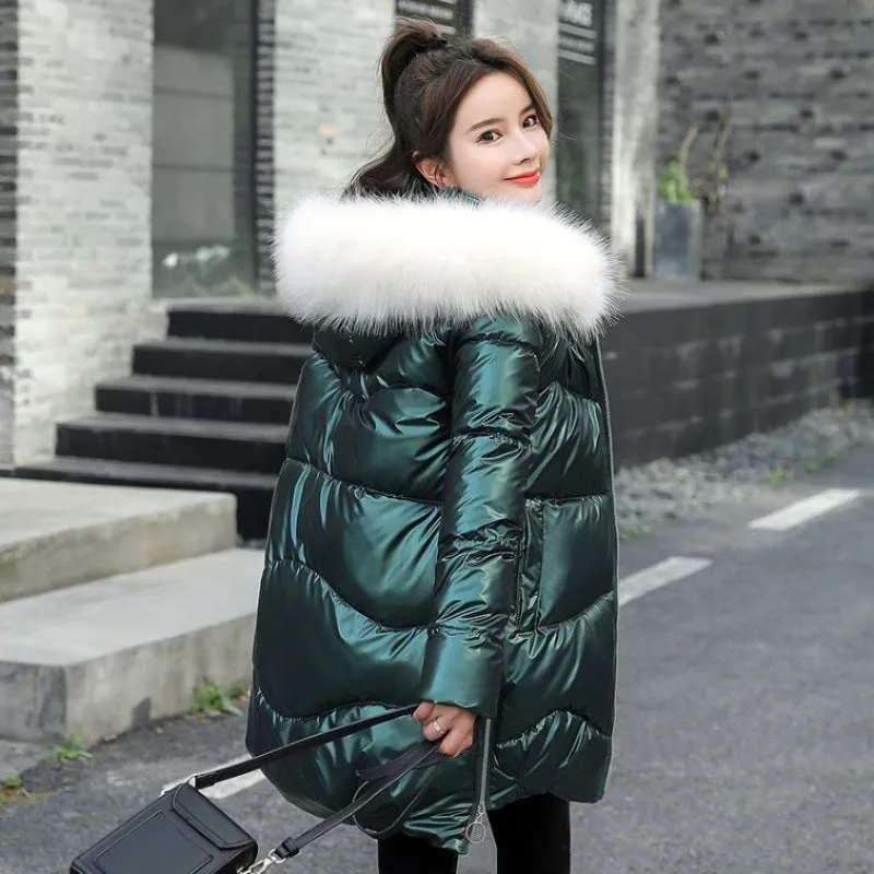 Thick Large Fur Collar Wash Free Winter Coat