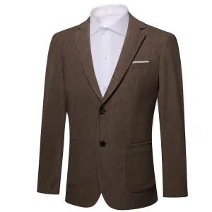 Ties2you Corduroy Suit Bistre Brown Striped Notched Collar Dress Mens Suit Top