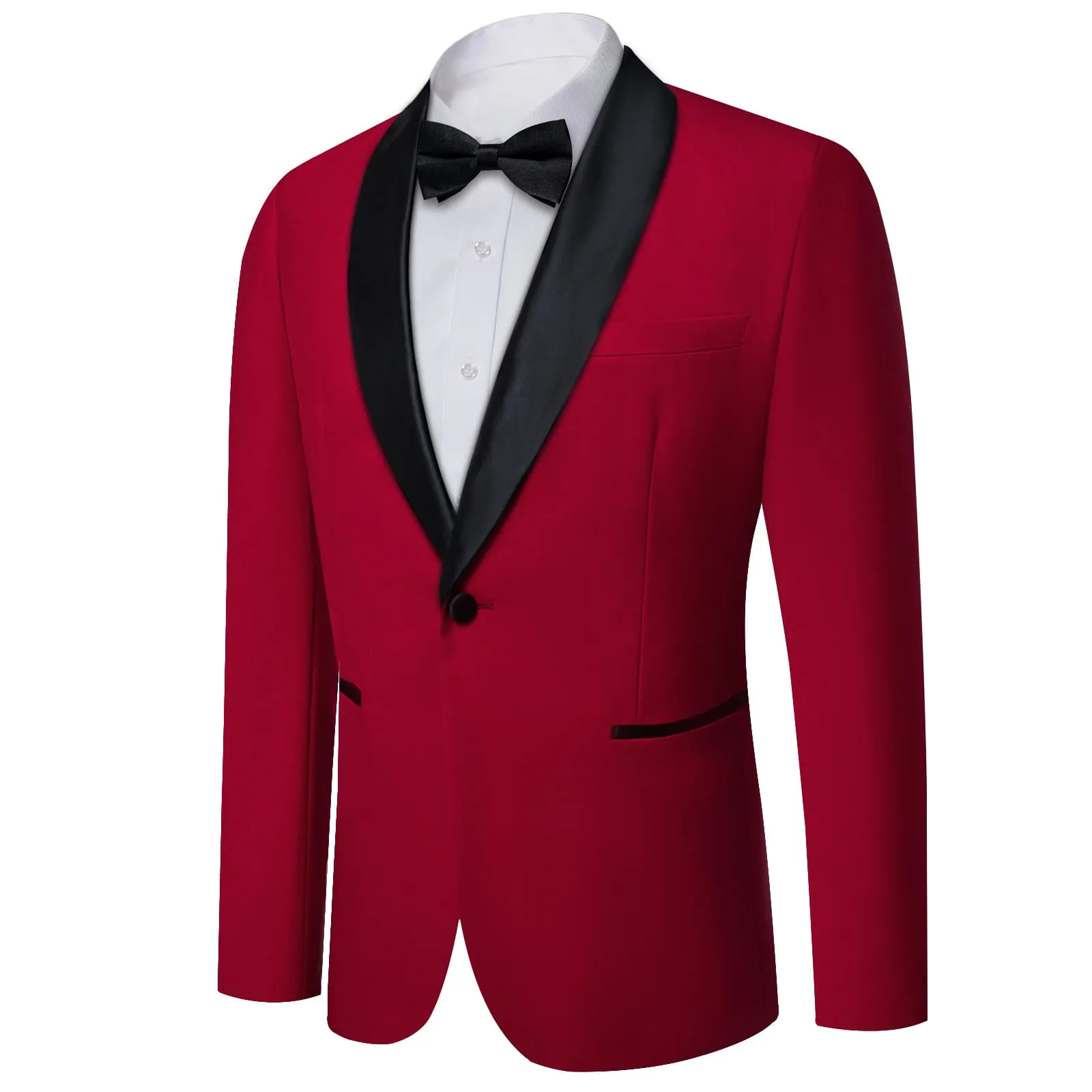 Ties2you Tuxedo Suit Dark Red Solid Shawl Collar Silk Dress Suit for Men Wedding