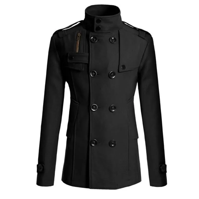 Trench Coat Men Winter Black Jacket Men's Wool Coat Casacos Casual Slim Men's Long Coat Abrigos Para Hombre  - S4777061