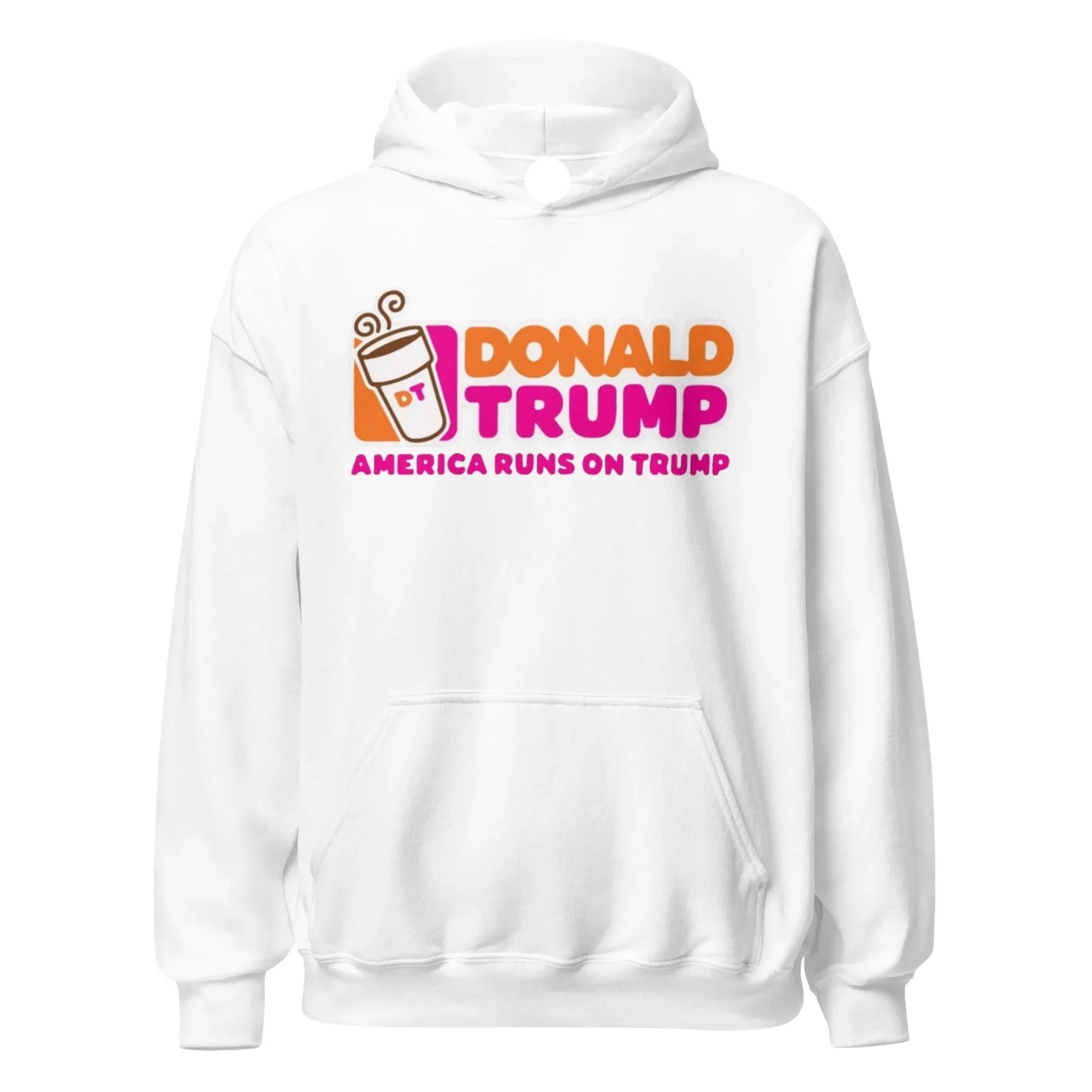 Trump Hoodie America Runs On Trump Midweight Blended Cotton Soft Pullover