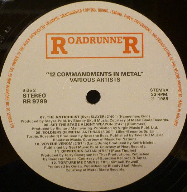 Various - 12 Commandments In Metal (LP, Comp) (VG )