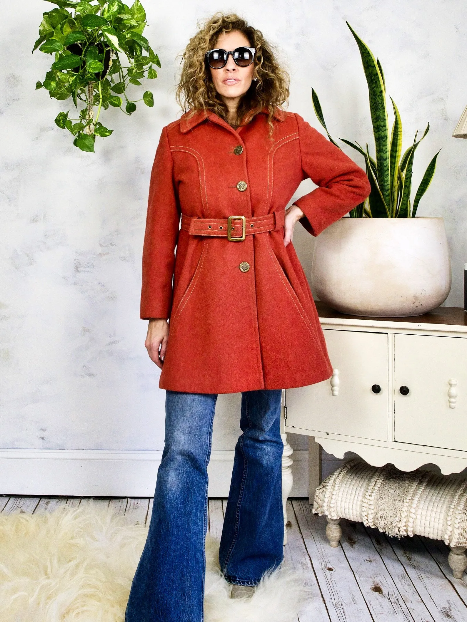 Vintage Sienna Mod Belted Coat