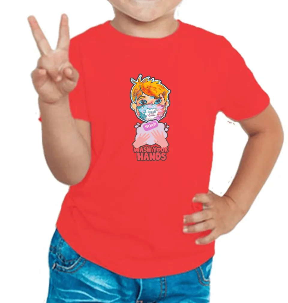 Wash Hands Graphics Boy's T Shirt for Kids D10