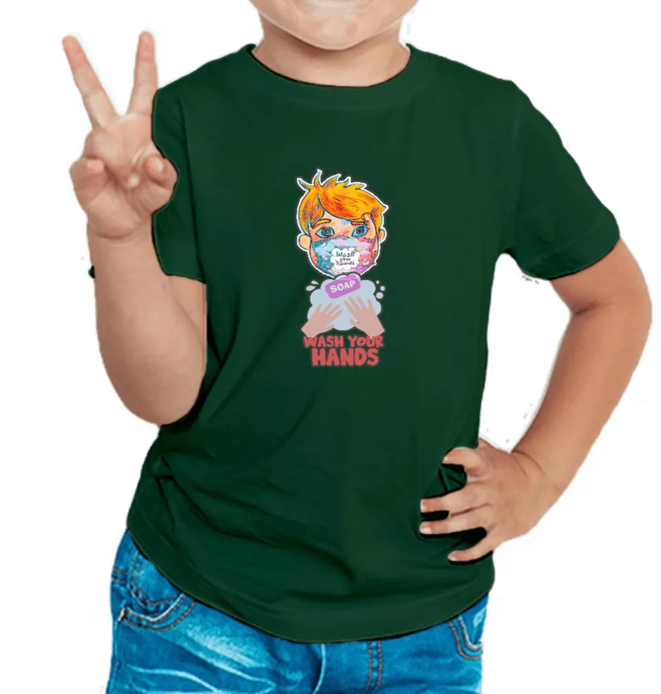 Wash Hands Graphics Boy's T Shirt for Kids D10