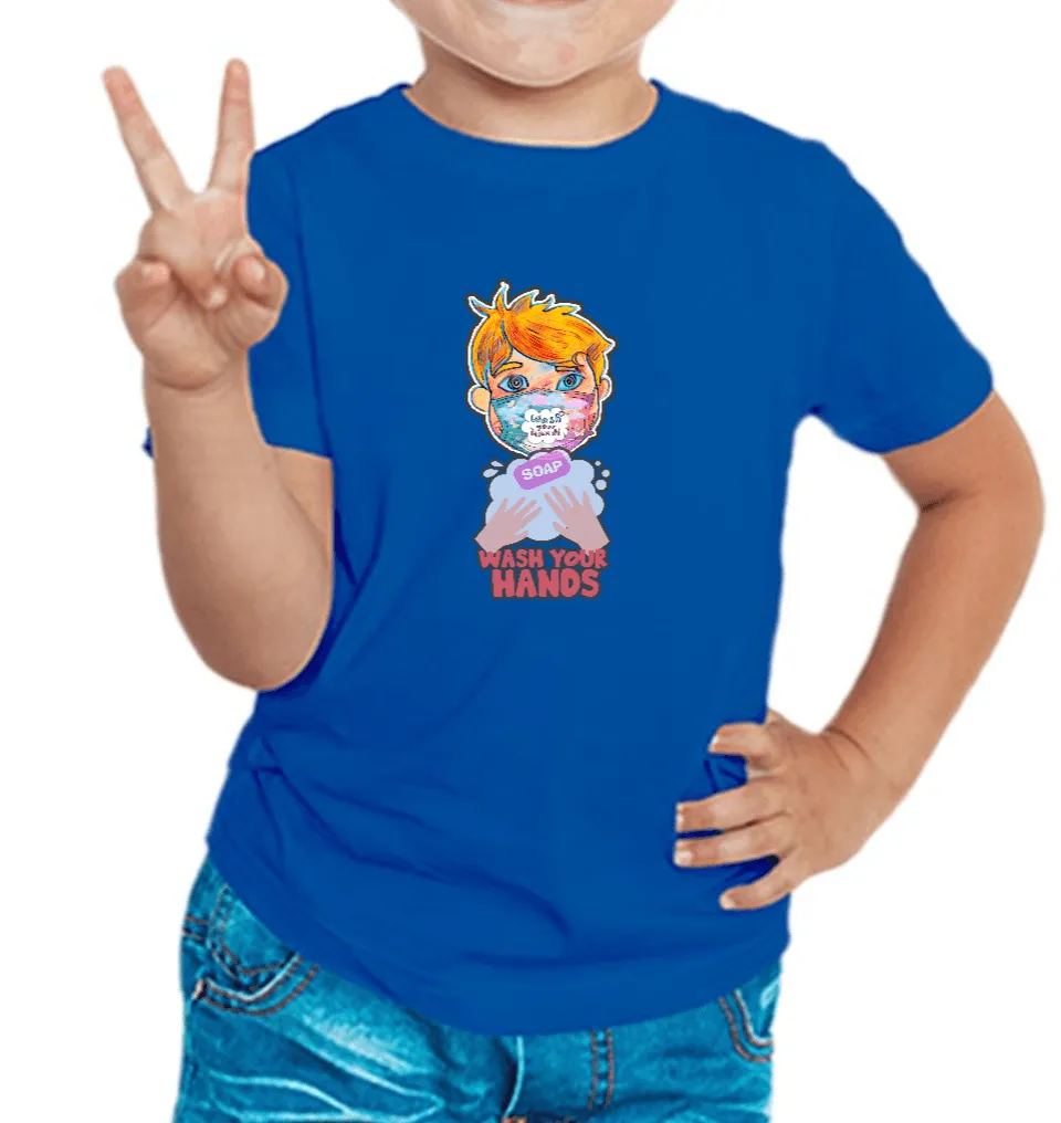 Wash Hands Graphics Boy's T Shirt for Kids D10