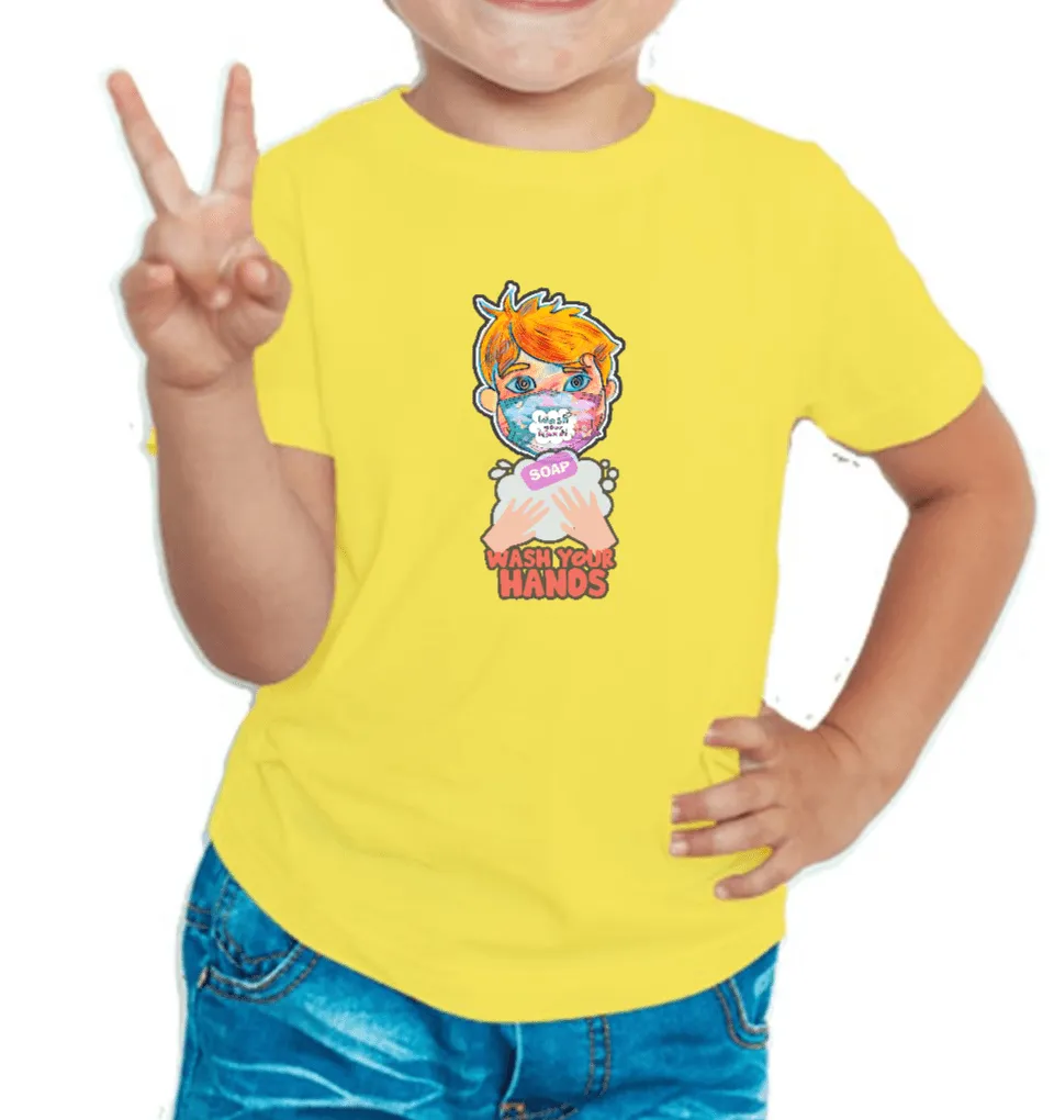 Wash Hands Graphics Boy's T Shirt for Kids D10