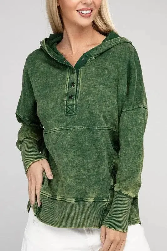 Zenana french terry kangaroo pocket hoodie