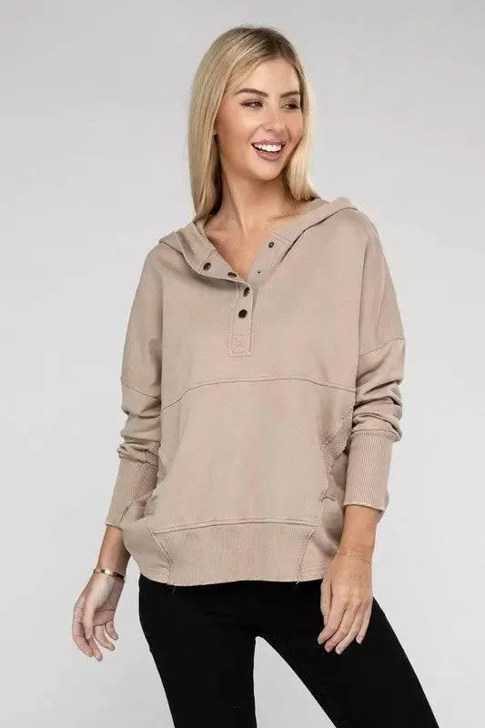 Zenana french terry kangaroo pocket hoodie