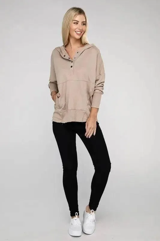 Zenana french terry kangaroo pocket hoodie