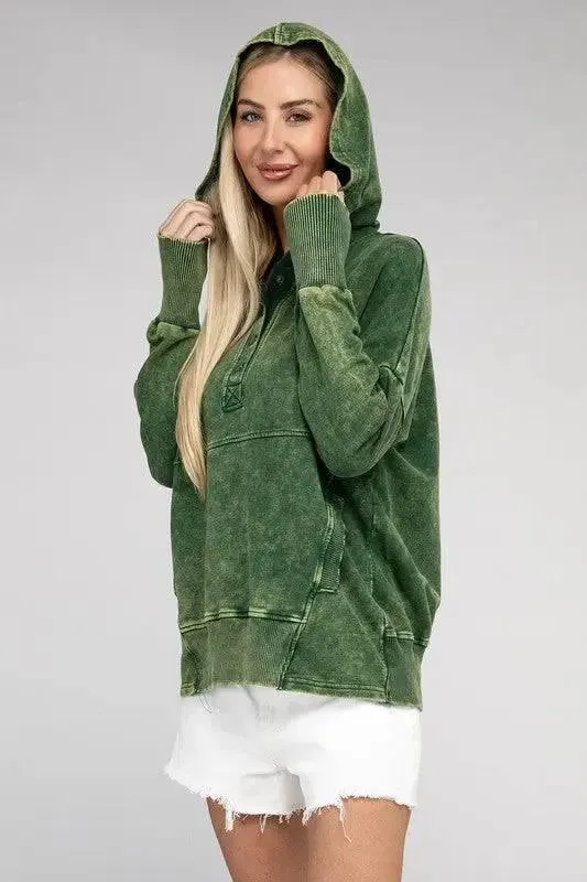 Zenana french terry kangaroo pocket hoodie