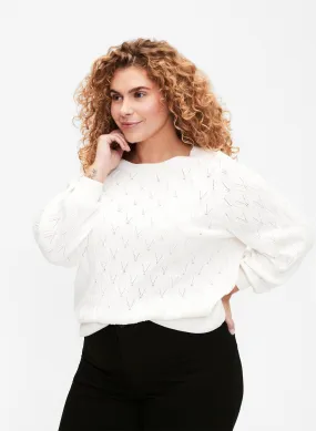 Zizzi Elsa Pullover in Off White